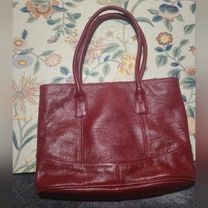 AmeriLeather Genuine Leather Tote Bag Red Oxblood Shoulder Purse